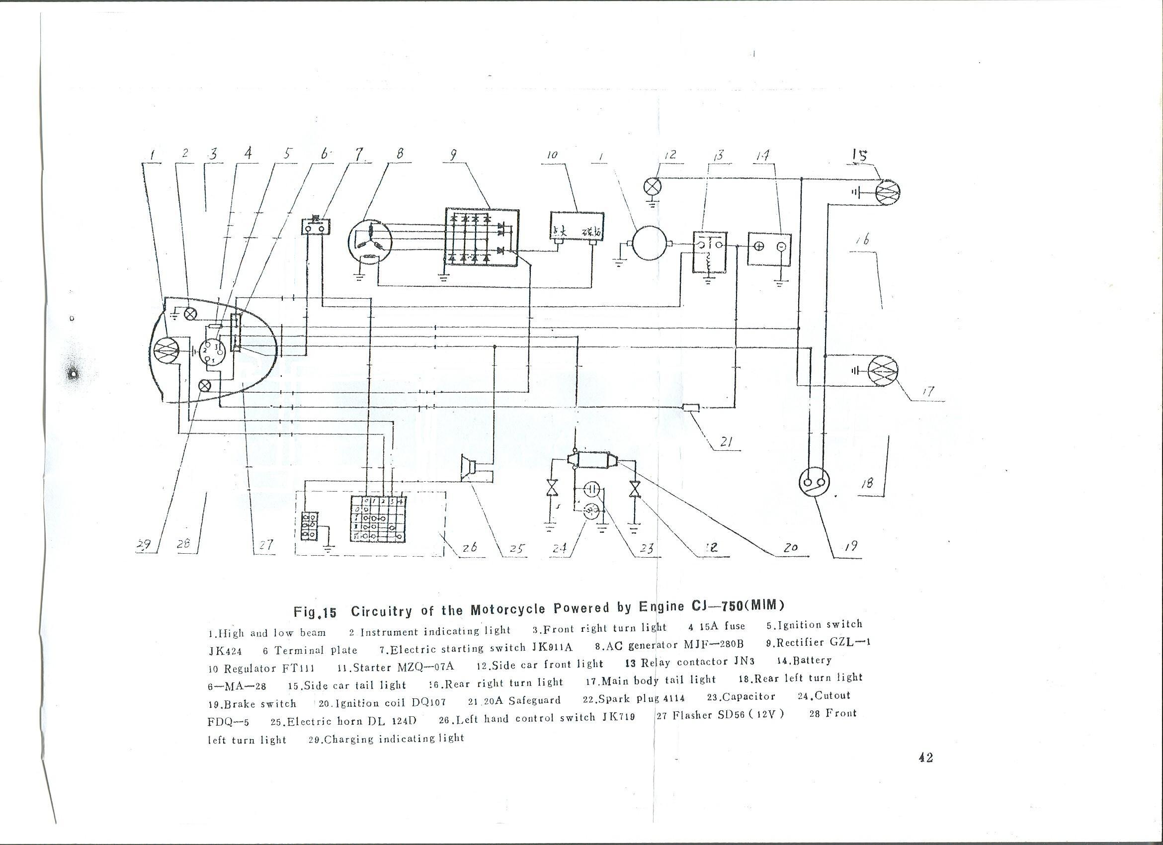 CJ750 M1M M1S 12V Electric Diagram